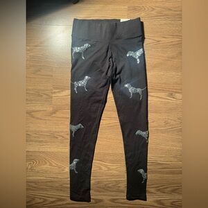 PINK Victoria's Secret Black Leggings with Glitter Dog Design